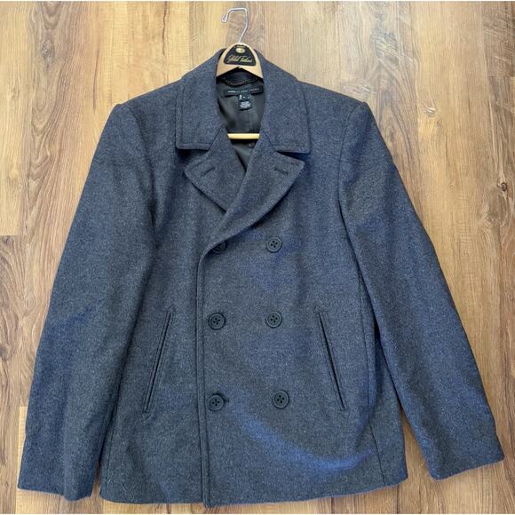 Marc By Marc Jacobs Gray Double Breasted Wool Blend Peacoat Size Large EUC - Picture 1 of 11